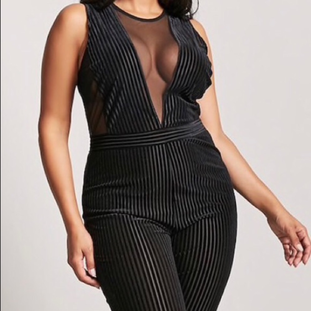 Plus size Velvet Black Jumpsuit